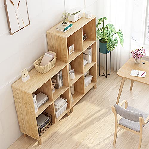 IOTXY Open Cubes Low Bookcase - 2-Tier 4-Cube Short Bookshelf in Oak | Nordic Minimalist Style, MDF Material, Solid Wood Legs, Deep Storage Cubes, Free Standing Wooden Cabinet Organizer Unit - color: Oak, size: 2-Tier 4-Cubes