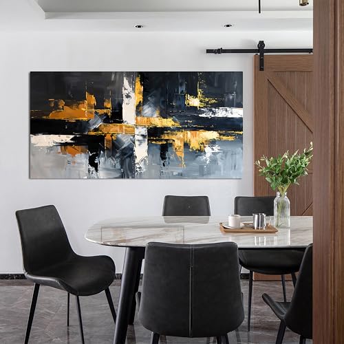 Abstract Canvas Wall Art Decor Modern Wall Art for Living Room Black and White Wall Art Prints Gold Artwork for Walls Modern Abstract Art Abstract Canvas Art Wall Decor Bedroom Office Decor 20" X 40" - color: TB-01O, size: 40"L x 20"W