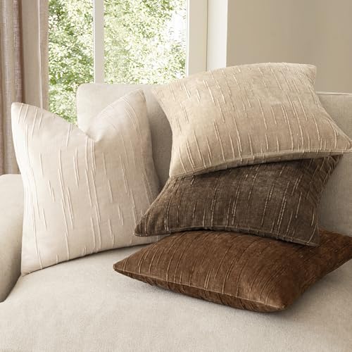 Foindtower Pack of 2 Slubby Textured Chenille Throw Decorative Pillow Covers Lumbar Accent Solid Cushion Cover Neutral Farmhouse Pillow Case for Couch Sofa Bedroom Living Room 12x20 Inch,Ivory - color: Light Beige, size: 20" x 12" (Pack of 2)