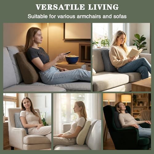 baibu Patented Dual-Layer Memory Foam Lumbar Pillow for Recliner, Light Grey - color: Light Grey