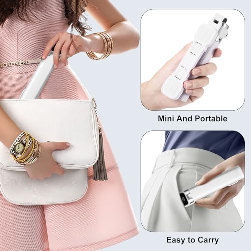 Mini Phone Tripod Stand,MQOUNY 38" Phone Tripod &Selfie Stick with Wireless Rechargeable Remote & Removable Light, Extendable Tripod Stand 360 Rotation Compatible with Phone&Android Samsung (White) - color: White