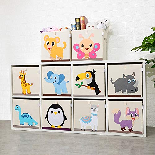 13 Inch Animal Cube Storage Bins, Foldable Fabric Kids Toy Box & Toy Chest | Kids Storage Cubes, Toy Storage Organizer Basket for Toddlers, Boys and Girls, Playroom and Nursery (Penguin) - color: Penguin