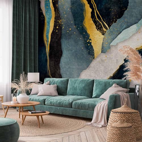 Wall Mural Abstract 77x55 in - Peel and Stick Self-Adhesive Wallpaper Removable Large Sticker Foil Wall Decor Print Picture Design Marble Gold Like Painted a-A-10203-a-c - color: #06, size: 77"Wx55"H Self-Adhesive