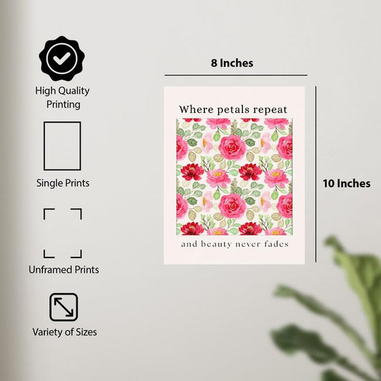 ALPINE INK CO. Floral Pattern Poster - Romantic Botanical with Inspirational Text - Elegant Rose Design Wall Decor for Home Office - Cottage Garden Style Artwork - 8x10 Unframed Print - color: Style-20, size: 8"L x 10"W