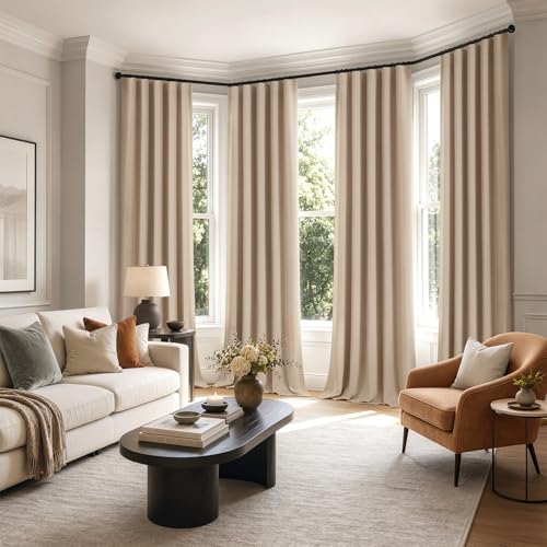 MIULEE Beige Pinch Pleat Blackout Curtains 40x102 Inch Length 2 Panels Set | Back Tab Rod Pocket Pleated, Thermal Insulated, Bedroom Living Room Darkening Drapes, Soundproof Curtains with Hooks - color: Beige, size: 40"W x 102"L (Pack of 2)