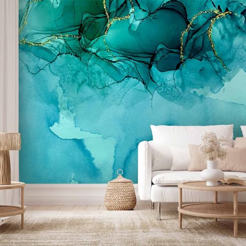 Wall Mural Abstract 77x55 in - Peel and Stick Self-Adhesive Wallpaper Removable Large Sticker Foil Wall Decor Print Picture Design Optical Illusion Concrete Blue a-A-10189-a-a - color: #07, size: 77"Wx55"H Self-Adhesive