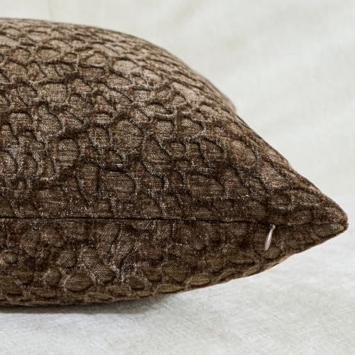 Chocolate Brown Chenille Throw Pillow Covers 18x18 Inch Set of 2, 3D Raised Textured Abstract Decorative Pillow Cases, Cottagecore Accent Pillows for Couch Sofa Bed - color: Chocolate Brown, size: 18" x 18" (Pack of 2)
