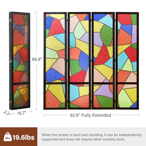 Acrylic Room Divider, 4-Panel Freestanding Partition Screen, Frosted Translucent Privacy Panel - Lightweight Modern Divider for Home Office Studio (Church, 4 Panels) - color: Church