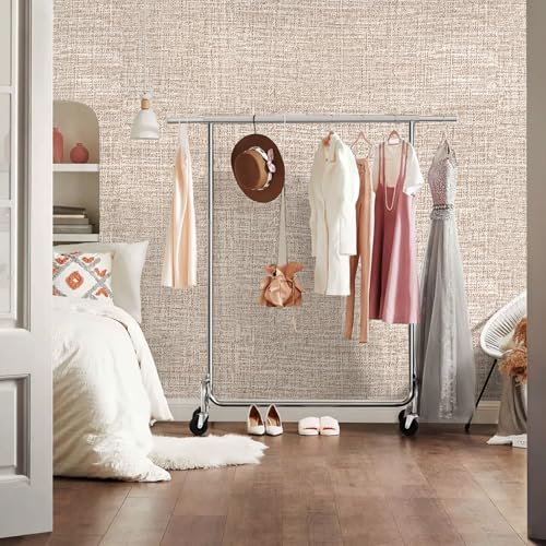 Khaki Grasscloth Peel and Stick Wallpaper 17.3"x120" Faux Linen Textured Contact Paper Removable Self Adhesive Vinyl Wallpaper for Bedroom Bathroom Kitchen Cabinets - color: Khaki, size: 17.3" x 120"