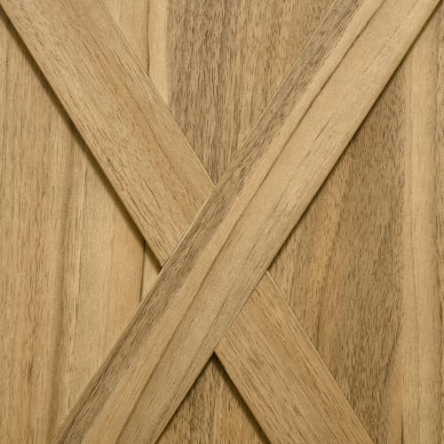 HOMCOM Farmhouse Sideboard Buffet Cabinet Barn Door Natural Wood Effect | Coffee Bar Cabinet, Drawer, Adjustable Shelf, Kitchen, Living Room, Entryway - color: Natural Wood Effect