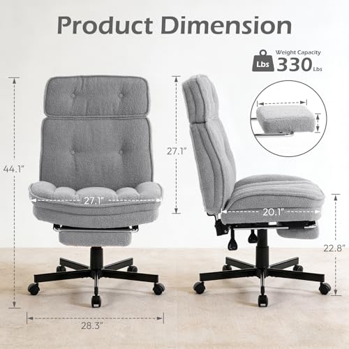 Criss Cross Chair with Wheels - Home Office Desk Chairs with Foot Rest, Morden Comfy Swivel Makeup Chair for Vanity, Ergonomic Cross Legged Office Chair with High Back & Wide Seat, Grey - color: Grey