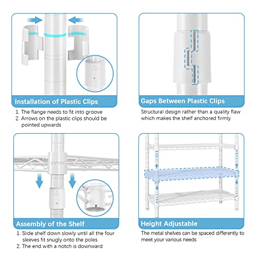 VIPEK V2 Heavy Duty Clothes Rack, Metal Closet Rack Organizer, White | Garment Racks with 4 Tiers Wire Shelving 3 Hanging Rods, Compact Freestanding Closet Metal Closet Rack, Max Load 700LBS - color: White, style: V2