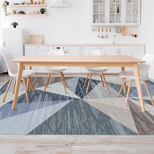 HOMFINE Washable Modern Area Rug - Geometric Style 5x7 Rugs for Living Room, Bedroom, Machine Washable Rug Soft Non Slip Non Shedding Area Rug - Blue, 5'x7' - color: Blue, size: 5' x 7' (Rectangular)