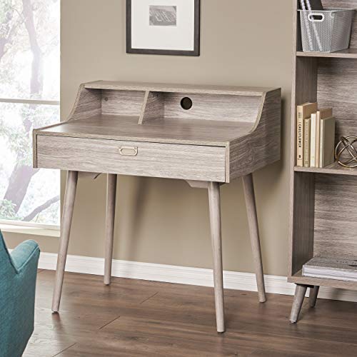 Christopher Knight Home Ellison Mid-Century Modern Fiberboard Home Office Desk, Grey Oak Finish