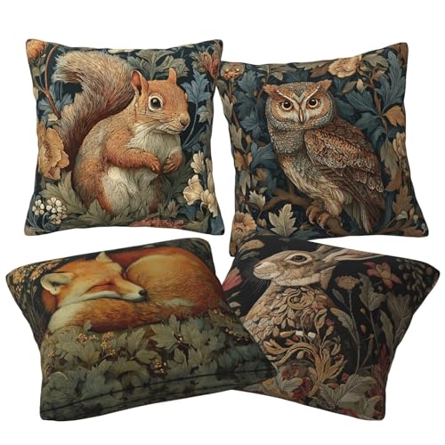 Animals Throw Pillow Covers Set of 4 Decorative Soft Double Sided Print Pillow Case Farmhouse Home Decor for Living Room Sofa Couch 18x18 - color: Animals