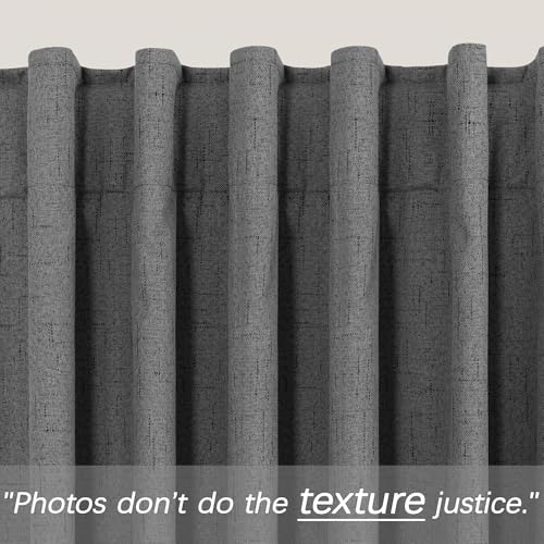 KOUFALL Short Window Curtains for Bathroom,Linen Textured Black Out Curtains for Bedroom 45 Inch Long - color: Grey, size: 52"W x 45"L (Pack of 2)