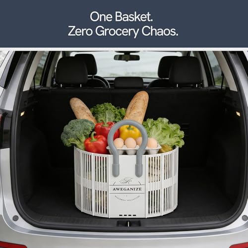 Collapsible Laundry Basket with Handles, 40L Foldable Clothes Hamper Folds 3cm Flat, Space Saving for Apartment, Dorm, RV, Small Spaces, Portable Grocery Tote - color: White