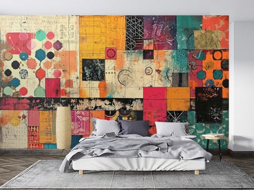 Pink Orange Cream Yellow Black Oil Paint Graffiti Abstract Wall Mural Peel and Stick Art Wallpaper Self Adhesive Removable Mural Large Foil Wall Decor Print Picture - color: Ma-006, size: 75"x108"