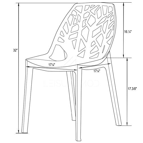 LeisureMod Cornelia Stackable Dining Chair in Solid Green Set of 2 - Modern Spring Cut-Out Tree Design Acrylic Armless Accent Side Chair for Kitchen, Living Room, and Dining Area - color: Solid Blue, size: Set of 2