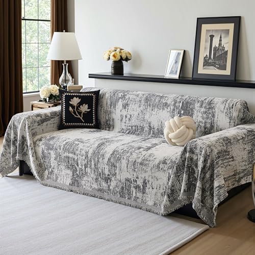 Boho Couch Cover for Dogs Washable Couch Sofa Protector for Love seat Sofa with Cats Friendly, Abstract Geometric Jacquard Sofa Covers Soft Modern Sofa Slipcovers, 71" X102", Deep Grey - color: U-deep Grey Abstract, size: 71"x 102"