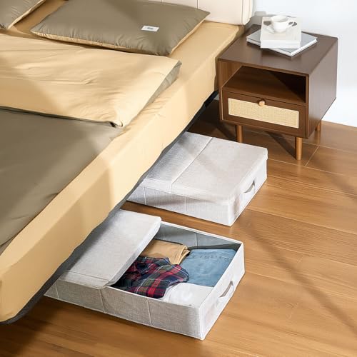 VEVOR Under Bed Storage with Lids, 31.7 x 15.9 x 6.1 Inch, 48L Large Underbed Clothes Storage Containers, Low Profile Gray Under Bed Drawer Shoe Organizer Bins Box for Blanket Shoe Bedroom, 2 Pack - style: A