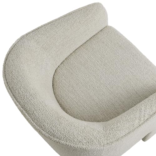 Modway Greer Comfy Barrel Accent Chair with 3 Legs in Parchment Boucle Fabric – Cozy Round Reading Armchair – Mid Century Modern Upholstered Wide Barrel Dining Chair with Curved Back - color: Parchment