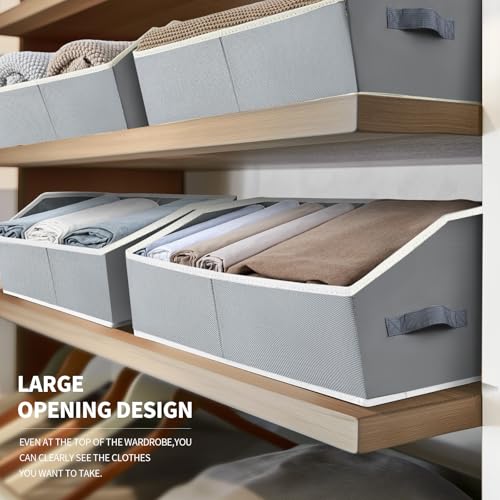 Large Storage Bins Baskets - 6 Pack Closet Storage Cubes, Fabric Baskets for Organizing, Cube Organizer Bins with Handles, Foldable Boxes for Clothes, Towels, Grey - color: Grey, size: Large -6 Pack