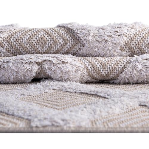 Rugs.com - Sabrina Soto Casa Rug – 4' 5 x 6' Beige Textured Cotton Rug – Modern Geometric Design for Living Rooms and Offices - color: Beige, size: 4'5" x 6' (Rectangular)