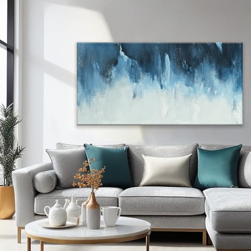 Canvas Wall Art Decor White Blue Wall Art Decor Abstract Art Decoration Pictures For Living Room Art Work Modern Abstract Wall Art Paiintings Prints for Home Bedroom Office Room Wall Decor 24" x 48" - color: D-F, size: 48"L x 24"W