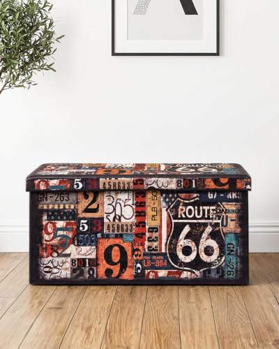 B FSOBEIIALEO Folding Storage Ottoman Bench with Faux Leather Footrest Seat, Coffee Table 30"x15"x15" - size: 30*15*15 inches