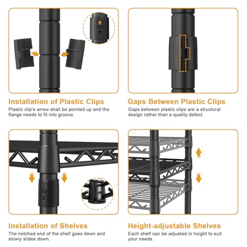 E17 Heavy-Duty Clothes Rack with 2 Expandable Hanging Rods, Black | (78-102.7)”W x 15.7”D x 76.6”H Adjustable Clothing Racks with Shelves, Metal Closet Wardrobe System for Hanging Clothes - color: Black