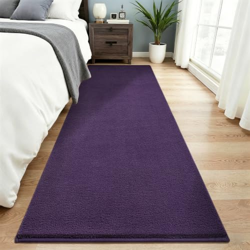 Vasofe Purple Runner Rug for Bedroom, 2x8 Non Slip Long Hallway Bedside Rug | Memory Foam Low-Pile Carpet Runner Rug for Entryway, Living Room, Kitchen, Laundry Room, Long Throw Carpet for Dorm Room - color: Purple, size: 2' x 8' (Rectangular)