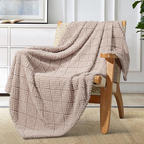Whale Flotilla Soft Fleece Throw Blanket for Couch, Camel | Jacquard Waffle Blankets for Home Decor, Lightweight and Cozy, All Season Suitable, 50x60 Inch - color: Camel, size: Throw(50x60 Inch)