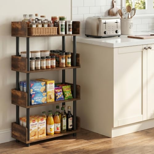 Furinno Turn-N-Tube 4-Tier Toolless Display Rack, Amber Pine/Black - color: Amber Pine/Black, size: 4-Tier Display Rack