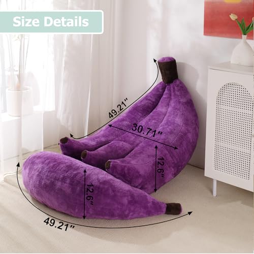 Banana Bean Bag Chair with Ottoman, Floor Sofa Bed with Footrest, Comfy Convertible Lounger for Teens & Adults, Plush Couch for Bedroom, Living Room or Dorm, M-Violet - color: Violet, size: Medium
