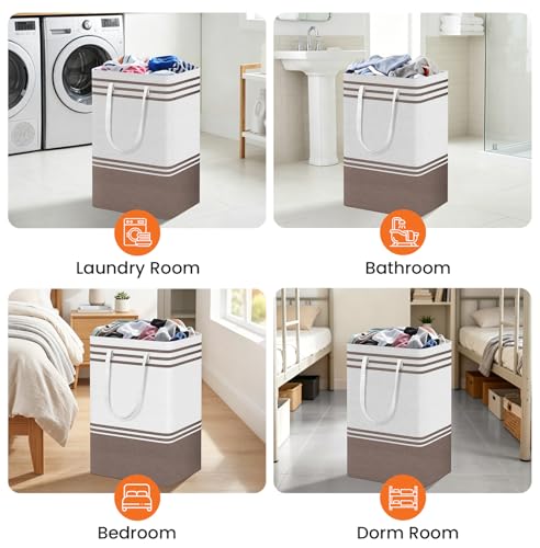TranquilRelax 3-Pack Laundry Basket, Laundry Hamper, Khaki-88L | Freestanding&Water-Resistant Laundry Hamper, Collapsible Tall Clothes Hamper with Carry Handles for Clothes, Laundry Basket - color: Khaki, size: 88L