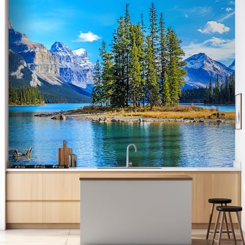 wall26 Wall Sticker/Wall Mural Spirit Island in Maligne Lake, Not Peel and Stick, Non-Woven Wallpaper Decorative for Bedroom, Living Room, Office - 48x72 inches - color: Artwork - 22, size: 48"x72" Premium Non-woven