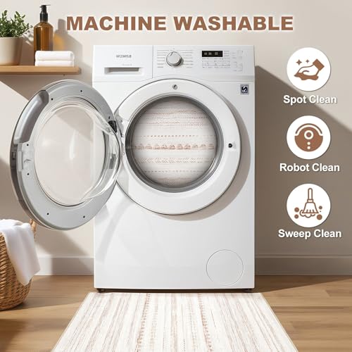 Nakagishi Boho 2x3 Washable Area Rug Non Slip Carpet for Entryway Beige | Pet & Kid Friendly, Machine Washable, Low Pile Carpet for Kitchen Hallway Daily Home Decor,Farmhouse Neutral Moroccan - color: Beige Brown, size: 2' X 3' (Rectangular)