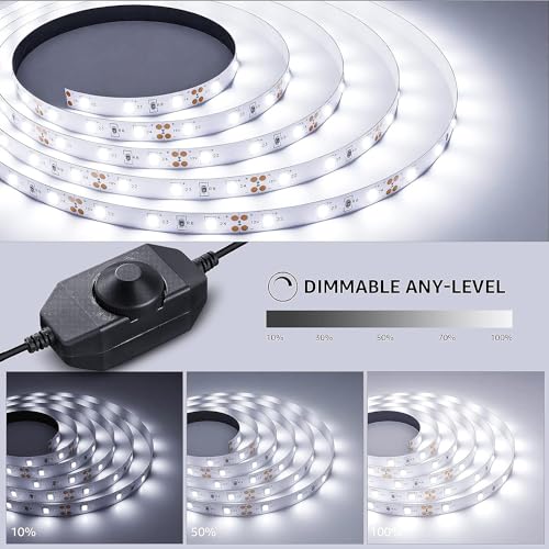 Lepro LED Strip Light, 32.8Ft Dimmable Vanity Lights, 6000K Super Bright LED Tape Lights, 600 LEDs SMD 2835, Strong 3M Adhesive, Suitable for Home, Kitchen, Under Cabinet, Bedroom, Daylight White - size: 32.8 ft