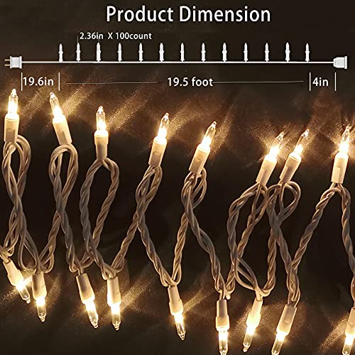 HISHINY Christmas Lights 100 Count Mini Clear Lights 21ft White Wire Christmas Tree String Lights Set for Outdoor Indoor Christmas Decorations Wedding Valentines Day Decor,UL Certified (21feet) - size: 21ft