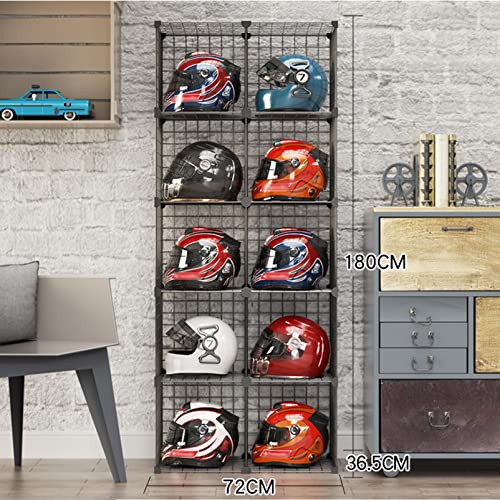 Hat Display Stand,Motorcycle Helmet Rack Stand - Floor-Standing Metal Bike Helmet Holder with Shoe Bag Shelf - Grids Storage Bins for Closet Cabinet - Modular Bookshelf & H,10 Cube - size: 10 Cubes