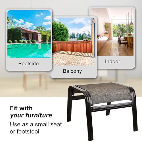 Patio Outdoor Ottoman Footstools Assembled Aluminum Footrest Side Table Small Chairs Patio Ottoman 2 Set Brown - color: 2 Pieces-2025brown