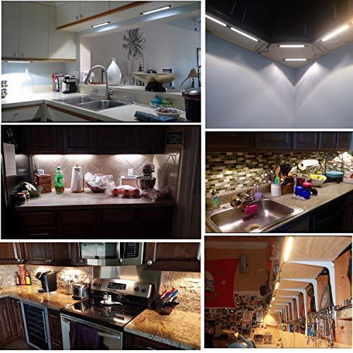AIBOO LED Under Counter Light Rigid Bar Kit, Plug in Corded 12V LED Under Cabinet Lighting Dimmable with Switch for Counter Shelf Showcase Display Lighting (6 Panels,Daylight White) (Pack of 2) - size: 6-Bar-Kit (Pack of 2)