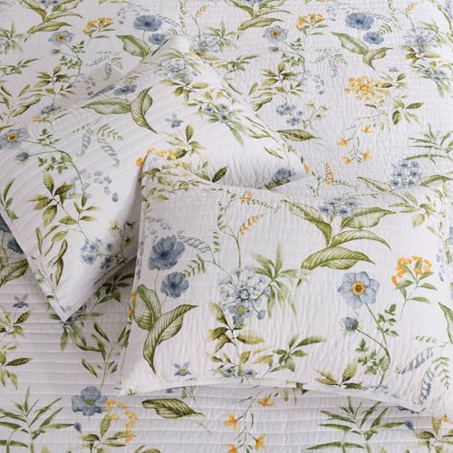 Levtex Home Viviana Blue Reversible Twin/Twin XL Quilt Set (68x86in) with 1 Pillow Sham (26x20in) - Floral - Blue, Green, White - 100% Cotton Twin Size Quilt Bedding Set - Lightweight, Soft - color: Blue, size: Quilt - Twin