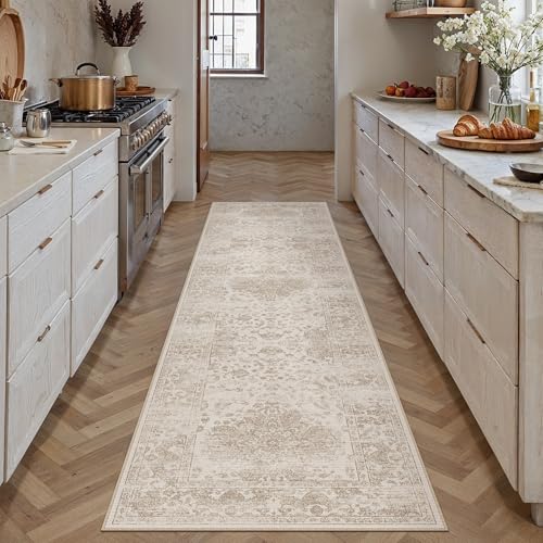 Light Brown 2x8 Runner Rugs Washable for Hallway | Living Room Rug,Vintage Rug,Bedroom,Dining Room,Office,Farmhouse,Non-Shedding,Non Slip,Low Pile,Soft - color: Light Brown, size: 2' x 8' (Runner)