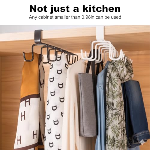 Coffee Mug Holder Under Cabinet, Clip-On No-Drill Coffee Cup Hooks, Self Adhesive Mug Holder Rack for Kitchen, Closet, Bathroom, Black, 12 Hooks - color: Black, size: 12 Hooks