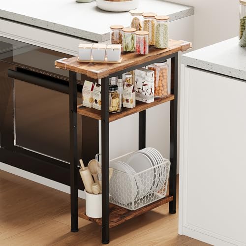 Heybly Narrow Side Table for Small Space, 25.2" Tall Nightstand HET005SR1 | Thin Bedside Table with Storage Basket, Skinny End Table, Couch Table for Living Room, Bedroom, Study, Rustic Brown - color: Rustic Brown, style: Ordinary