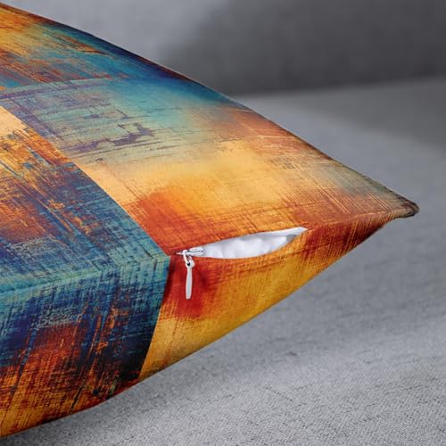 Emvency Throw Pillow Covers Set of 4, 18 x 18 Inch, Abstract Rust | Vintage Blue Orange Outdoor Decorative Square Pillow Cases Couch Cushion Case for Couch Bed Sofa Living Room Home Decor - color: Blue and Orange, size: 20" x 20" (Pack of 4)