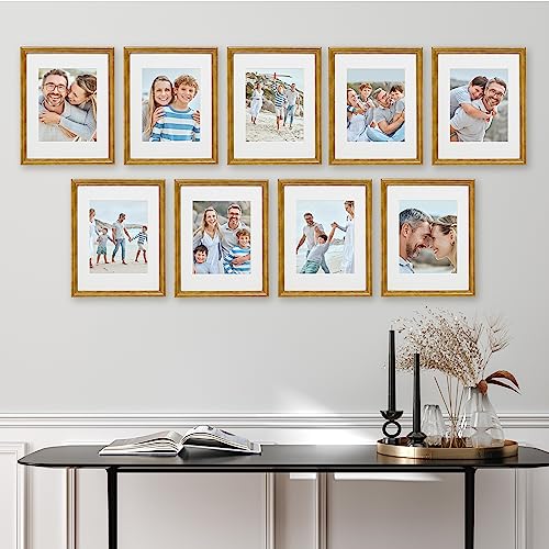 Sheffield Home 9 Piece Gallery Wall Frame Set, 11x14 Inch, Beaded Antique Bronze - color: Beaded Antique Bronze, size: 11x14 Inch
