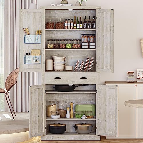 IRONCK Storage Cabinet with Drawers and Doors for Living Room and Entryway | Open Shelves, Adjustable shelves, Organized essentials - color: Rustic Maple